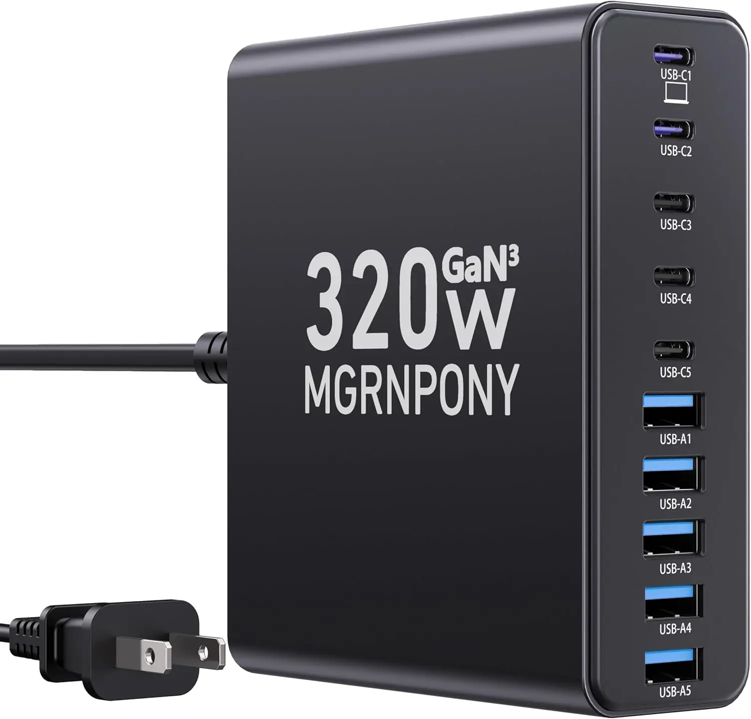 

Зарядная станция GaN III на 320 Вт с 10 портами USB-C, адаптер для ноутбука с быстрой зарядкой PD 65 Вт для нескольких устройств