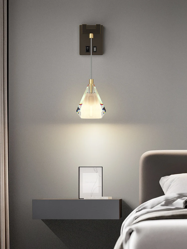 Nordic crystal bracket wall lamps bedroom bedside lamp living room aisle corridor diamond wall