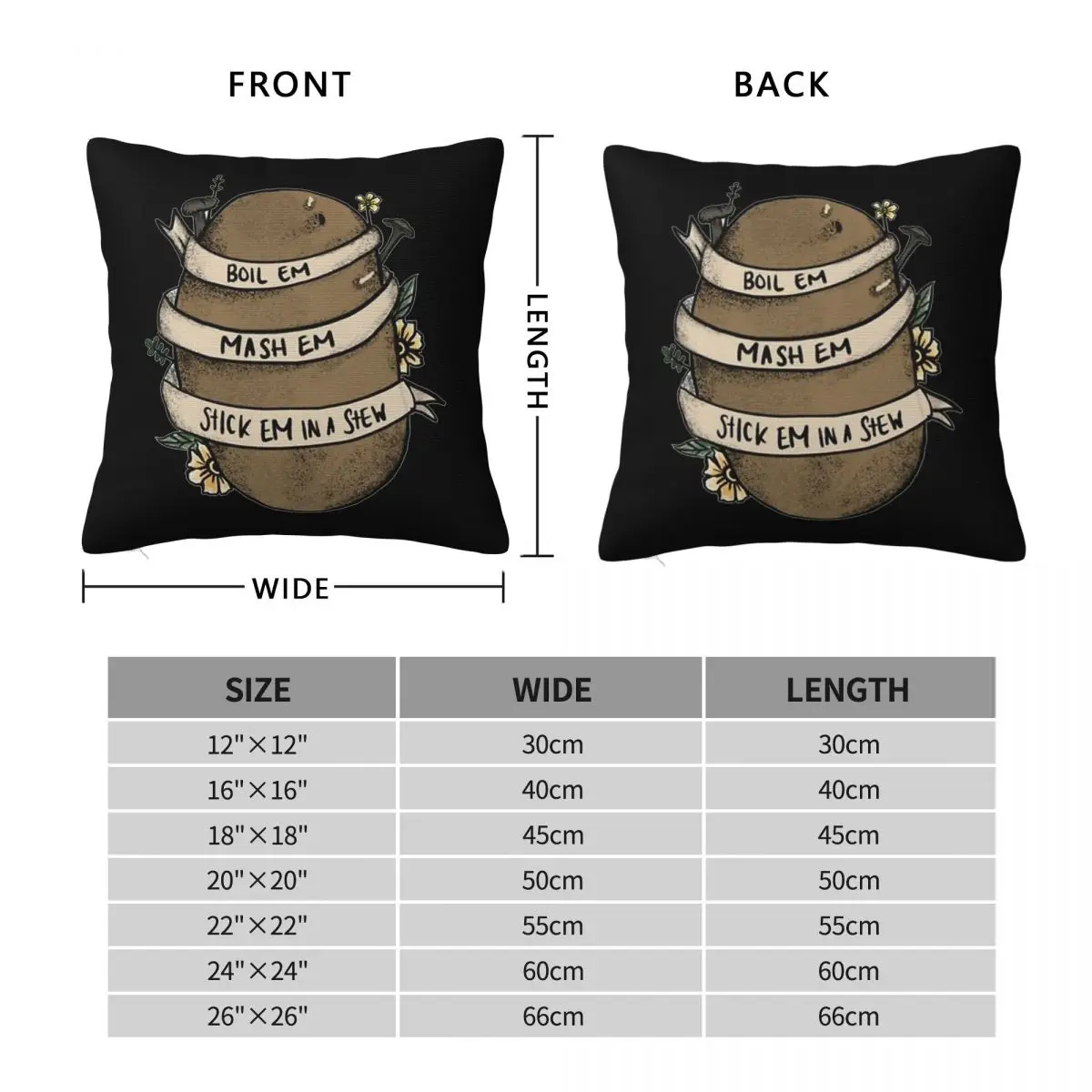 Boil Em Mash Em Stick Em In A Stew Pillowcase Polyester Linen Velvet Printed Zip Decorative Car Cushion Cover Wholesale