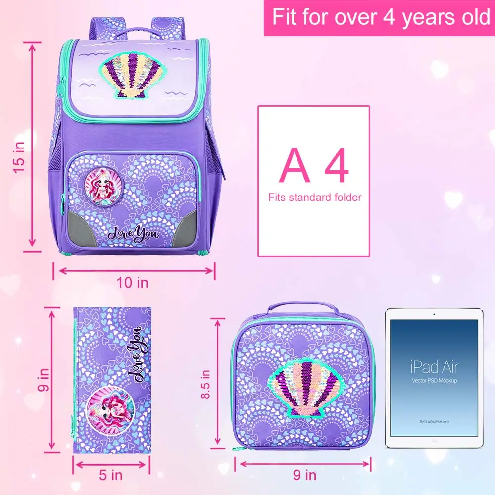 Beautiful Purple Shell Backpack Designed for Girls