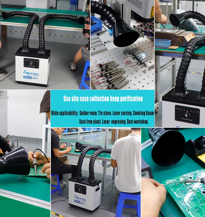 Chuera 200XP 200W Fume Extractor 0.3Um 99.99% Purification Air Filter Soldering Welding Laser Smoke Dust Purifier for Industrial
