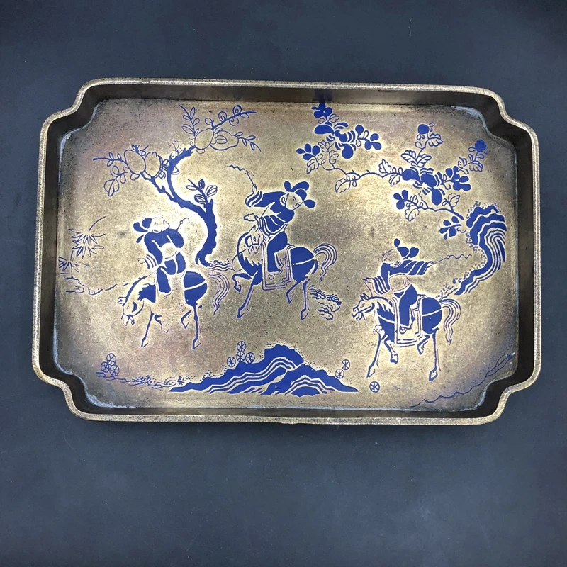 

Retro brass tea set storage Chinese style, pot, Song style old tray pad, manufacturing, dry brewing bronze Special four mythical