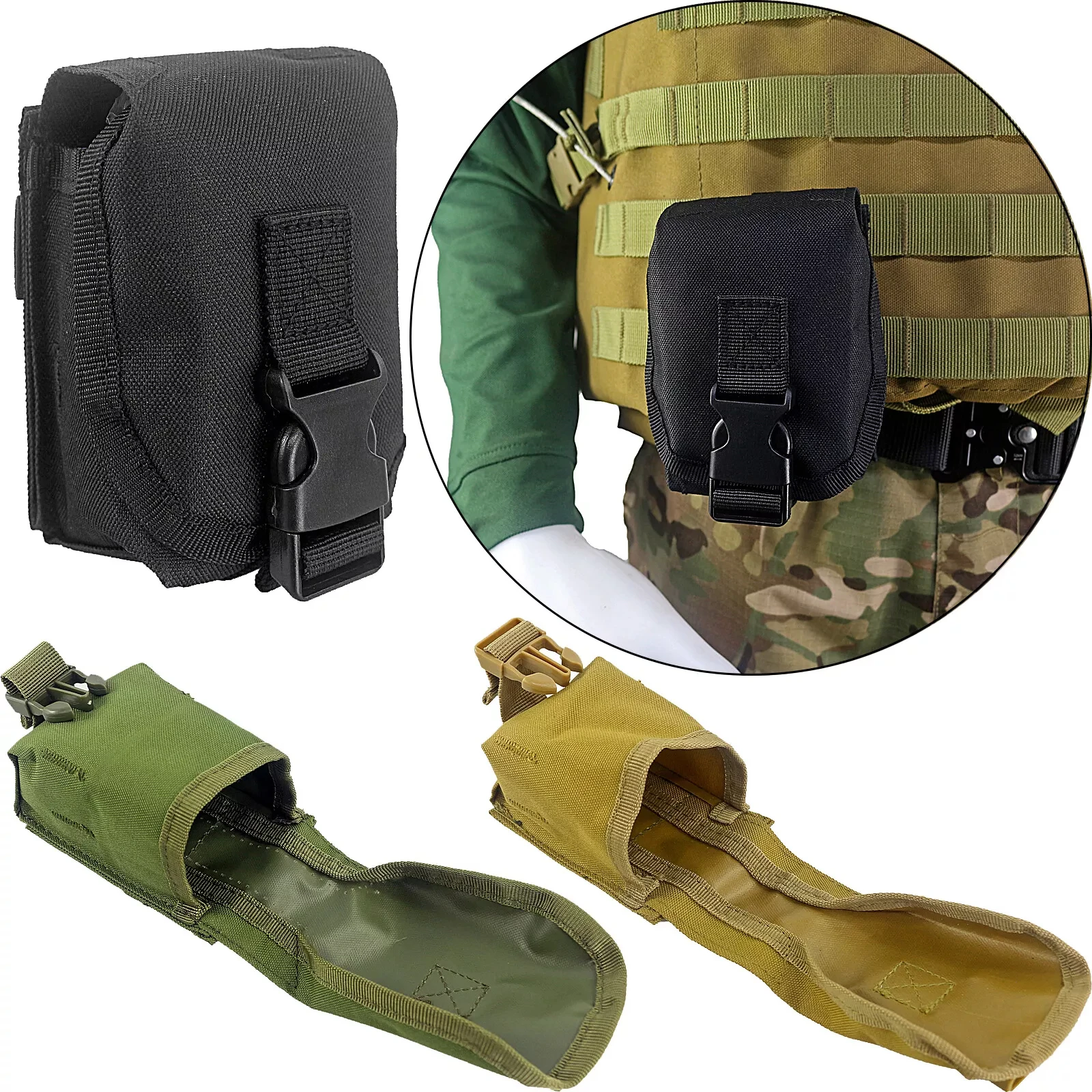 

Tactical Pouches-Single Frag Grenade Pouch Molle EDC Tool Bags for Hunting Shooting Airsoft Equipment Gears