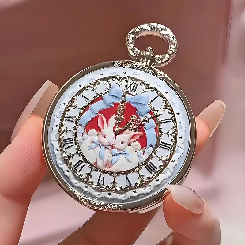 꽃 화지샤오 토끼 모양 미니 메이크업 거울 휴대용 보습 립밤 화장품 도구 시리즈