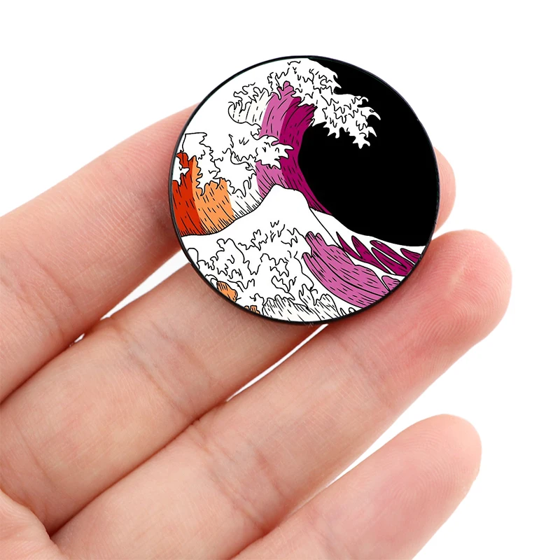 Asexual pride wave Pin Custom cute Brooches Shirt Lapel teacher tote Bag backpacks Badge Cartoon gift brooches pins for women