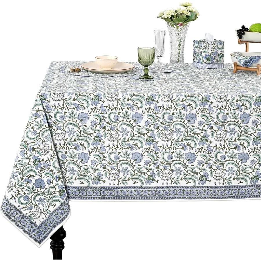 

Ridi Columia lue and lock Print Cotton Recle Taleclot 90" x 60" inces Reusale Tale Cover Decorative Everyday U for Ding Farmou