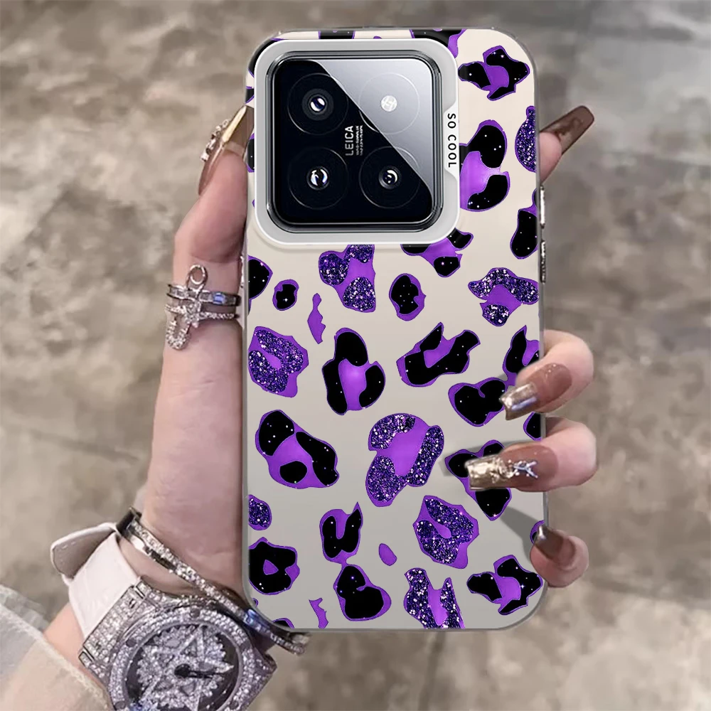 

Purple Glitter Leopard Phone Case For Xiaomi 17 Pro Max 15 T PRO 14 T PRO 13 T PRO 12 T PRO Mi 11 Lite 5G Soft IMD PC Cover
