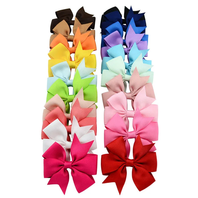 40pcs Random Color Bow Hair Clip Sets Simple Holiday Hair Clip Baby Girls Hair Accessories