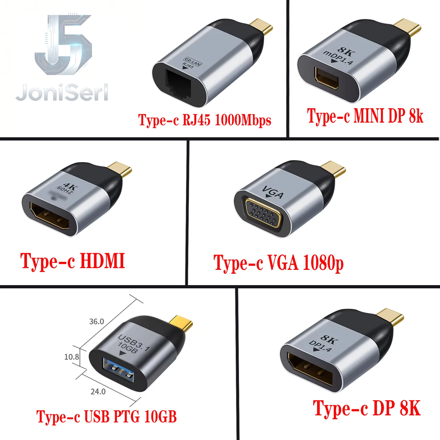 USB 3.1 Type C to HDMI-compatible/DP/VGAminiDP RJ45 Adapter Plug Converter Projection 4K/8k 60Hz USB C male to female HD video