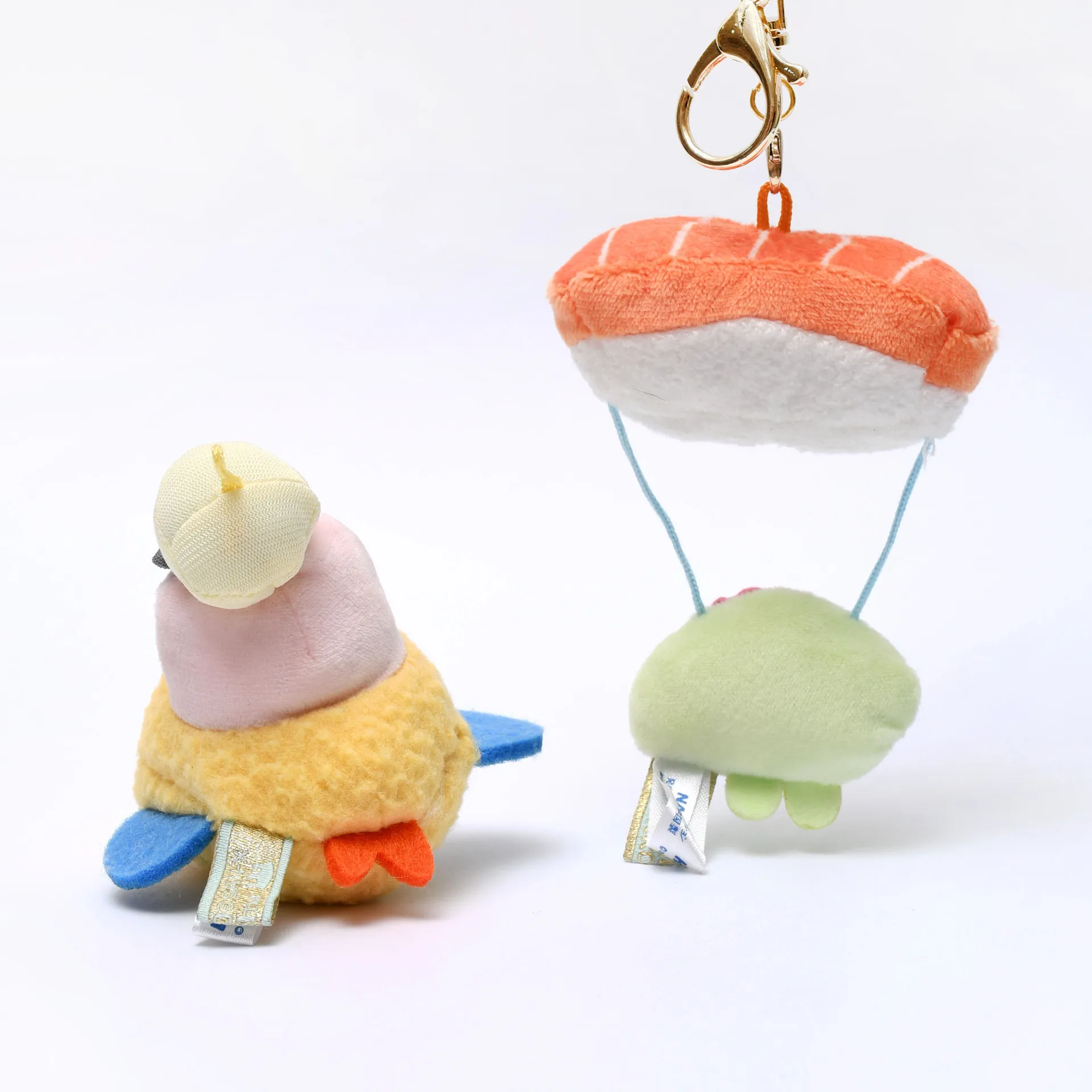 Sumikko Gurashi Plush Keychain Tempura Fried Shrimp Stuffed Pendant Backpack Bag Charm Decor Cute Salmon Parachute Ornament Gift