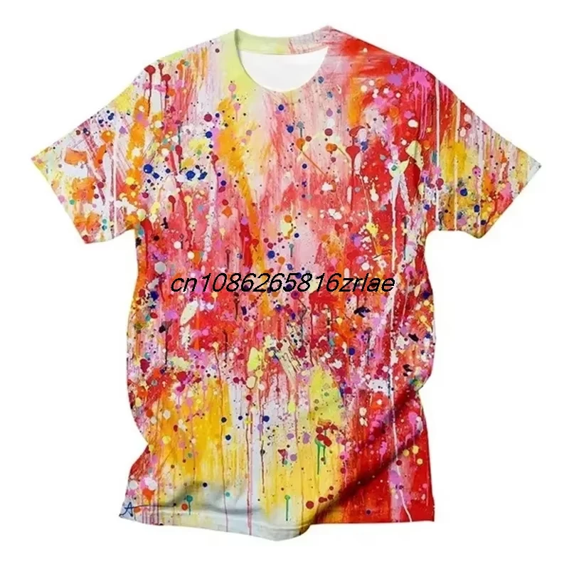 Fashion Paint 3D Printing T-shirt Hip-hop Street Wear for Men's T Shirt Round Neck Short Sleeve