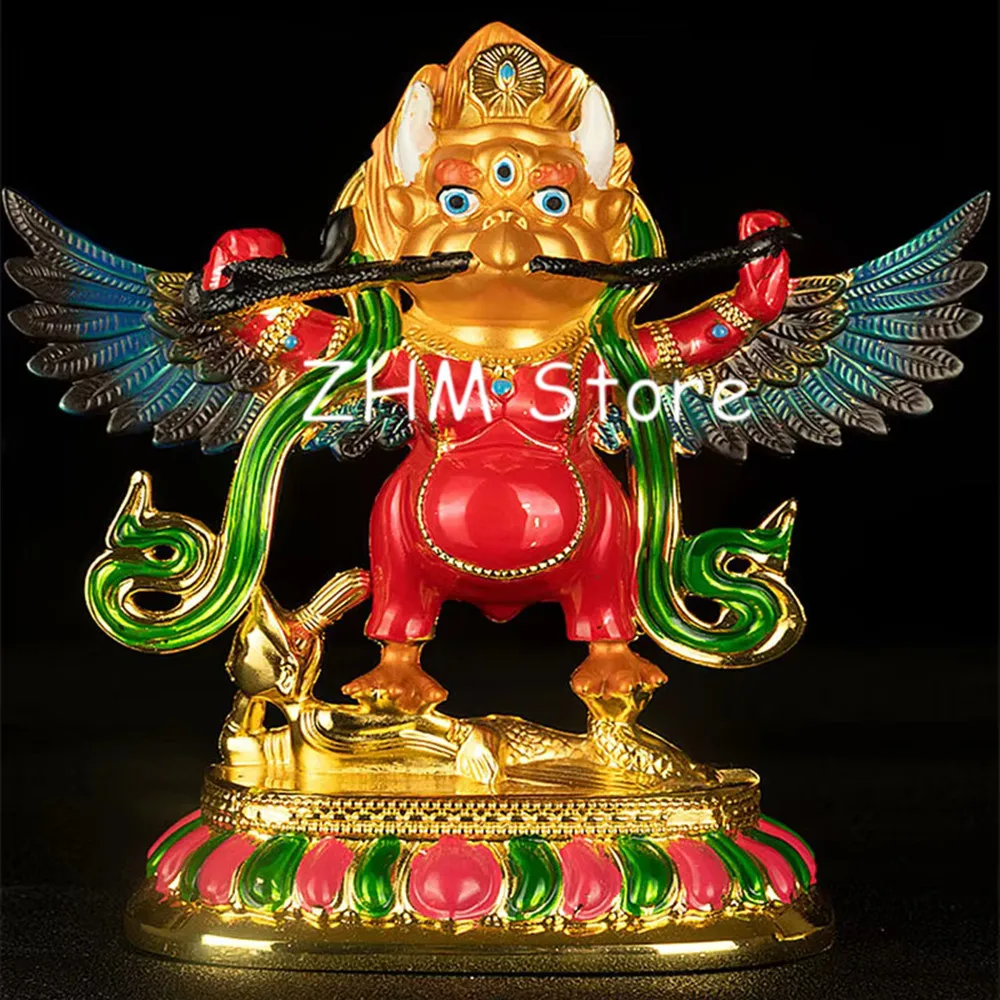 Tibetan Buddhist Alloy Metal Gilding Colored Fengshui Suppliers Lucky Roc Garuda Great Golden-winged Peng Bird Character