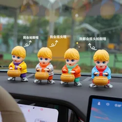 Hot New Solar Car Interior Ornaments Shaking Head Drumming Cartoon Swinging Drummer Automotive Dashboard Decoration