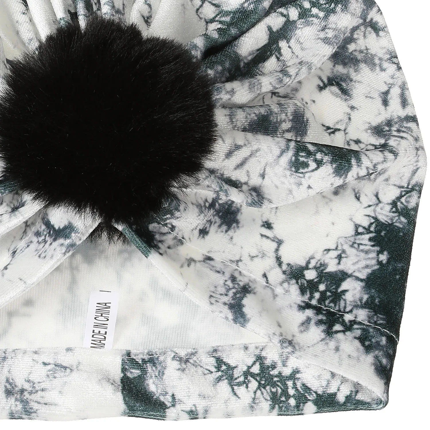 2024 Winter neue Velet Turban Hut Wolle Ball Dekoration Kopf bedeckung Indien muslimische Motorhaube Kappe Damen Kopftuch Kopf wickel Haar abdeckung – Detail 5