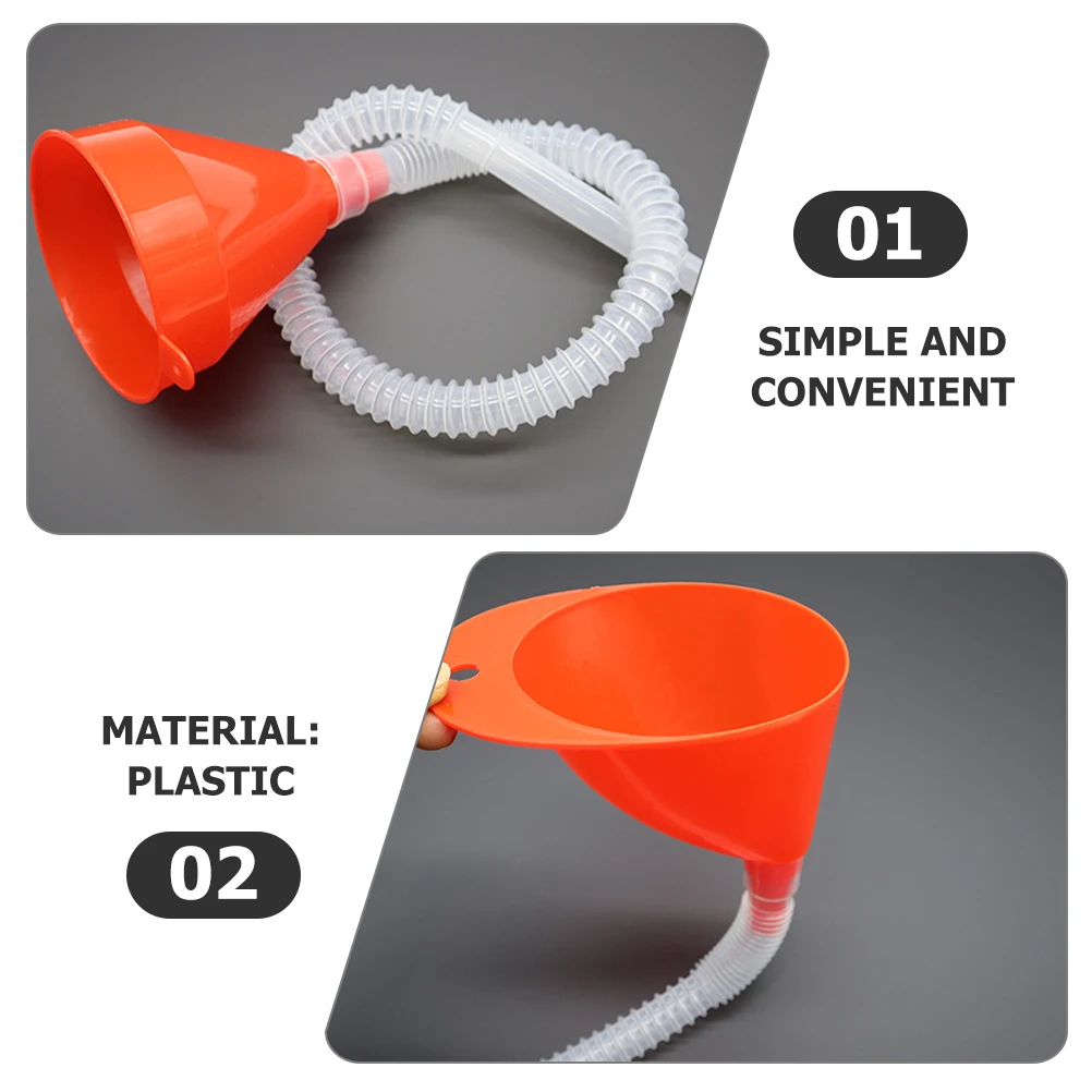 

2 Sets Oil Funnel Flexible Plastic Funnels Hose Capless Gas Tanks Car Motorcycle Long Neck Engine Transmission Fluid Large