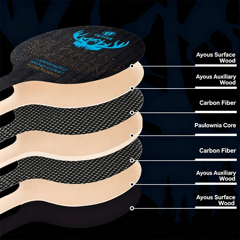 TUTTLE Table Tennis Blade 5 Wood 2 Carbon Inner Carbon Ping Pong Racket Base Plate Professional Offensive Paddle Board