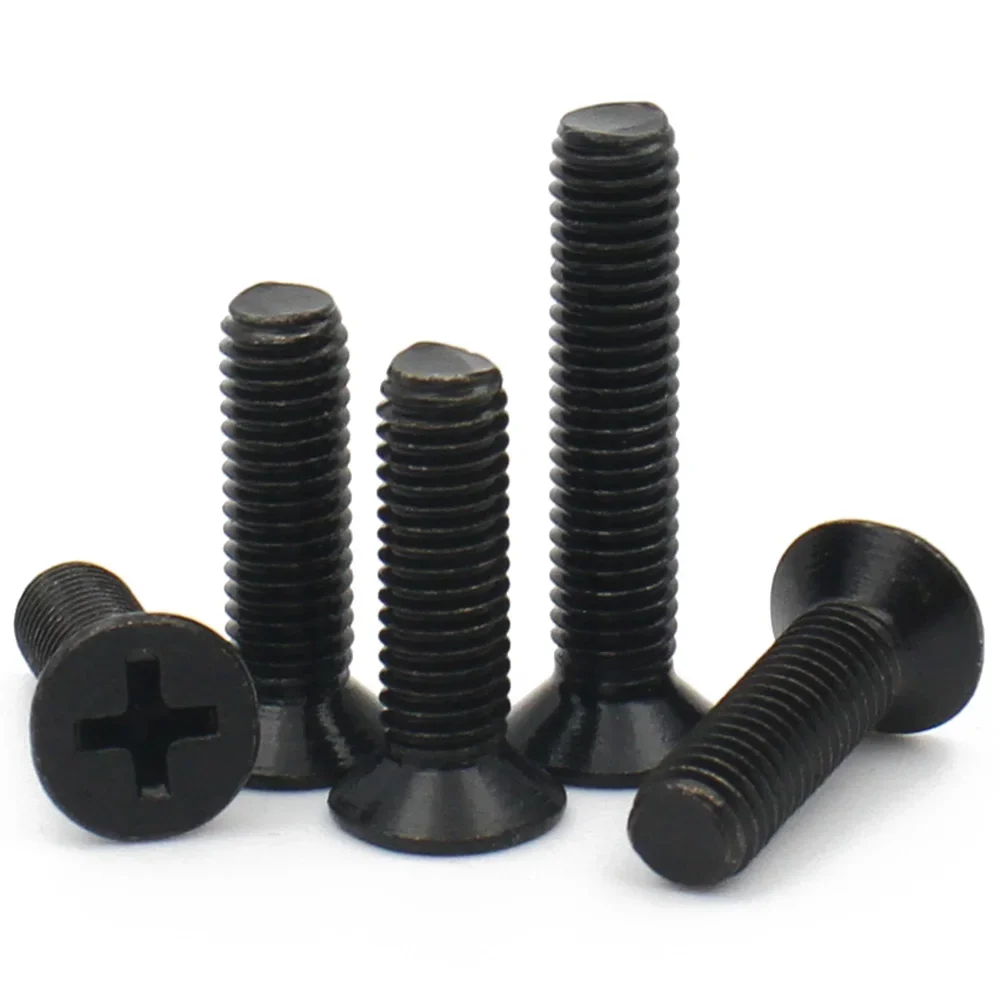 50-100pcs Black Carbon Steel M1 M1.2 M1.4 M1.6 m1.7 M2 M2.5 Mini Small Cross Phillips Flat Head Countersunk Head Screw