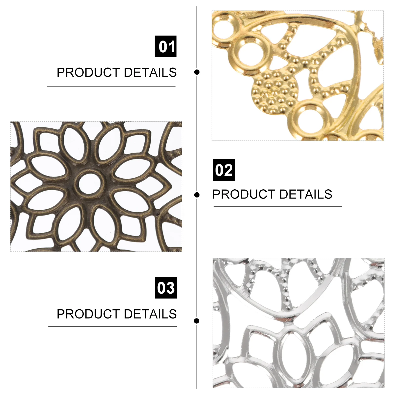 

60Pcs Hollow Large Flower Round Pieces DIY Jewelry Accessories Jewelry Making Materials Charm Hair Comb DIY Craft Supplies