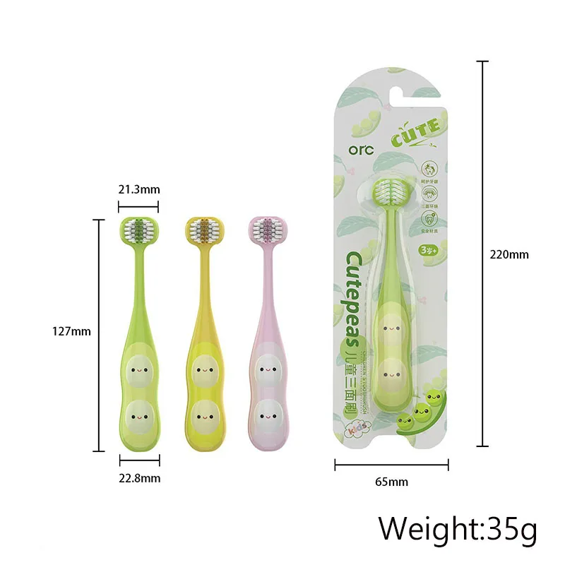 Little Pea Children's Soft Hair Three Sided Toothbrush Baby Specific Toothbrush For Home Use Cute Design Of Small Fish Brush