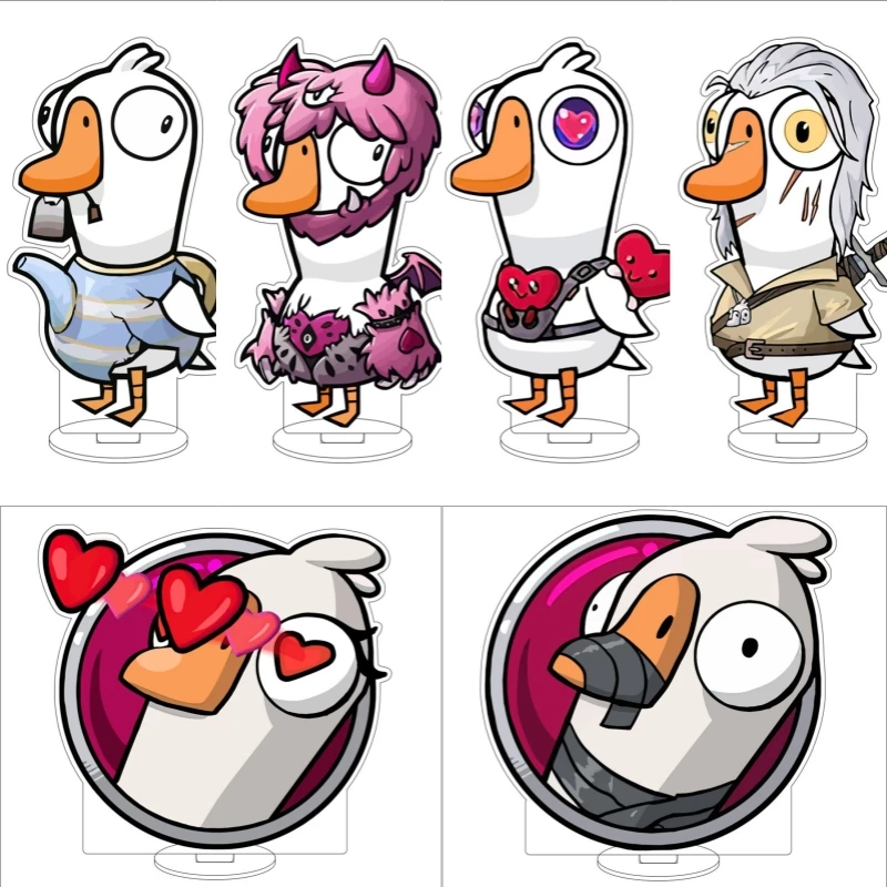 10cm Anime Goose Goose Duck Cosplay Mini Acrylic Stand Ornaments Dumb bird/Vulture/Falcon/Dueling Nerd Cute Figure Stand Gifts