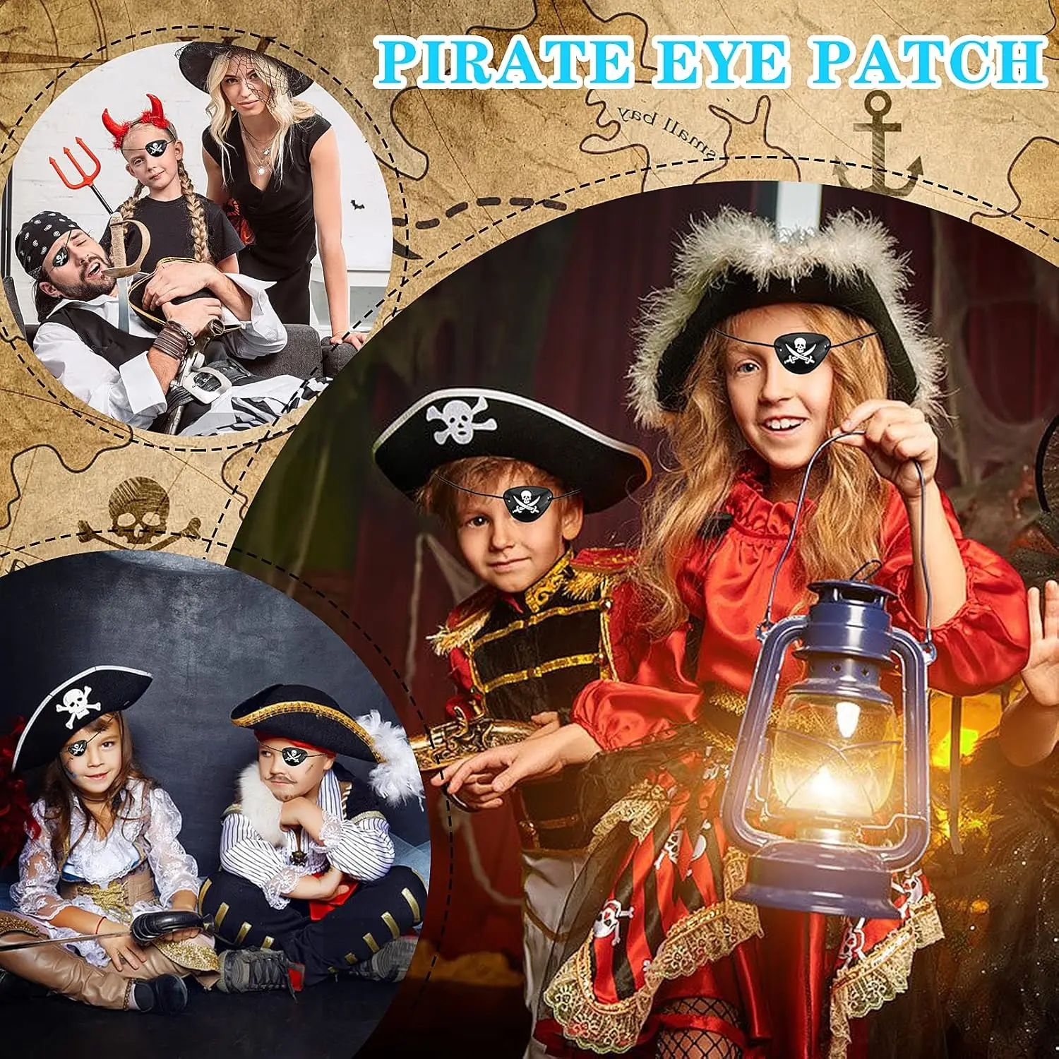 Pirate Eye Patch - 3D Adjustable One Eye Skull Patch Pirate Captain Eye Patch , Halloween Cosplay & Gifts