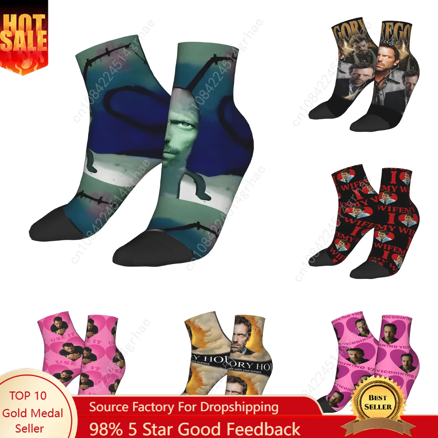 

Dr Gregory House Humorous 2000s Ankle Socks Custom Fashion Casual Socks Autumn Anti Bacterial Running Breathable Sock For Men