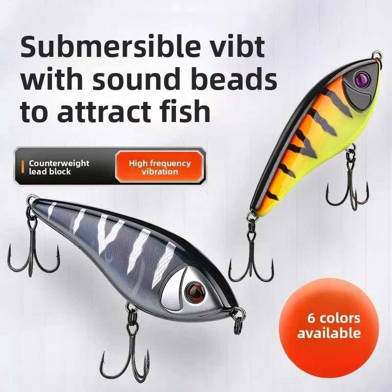Sinking Vibration Lure with Built-in Sound Beads Strong Rattle Action for Pike and Large Bass Fishing