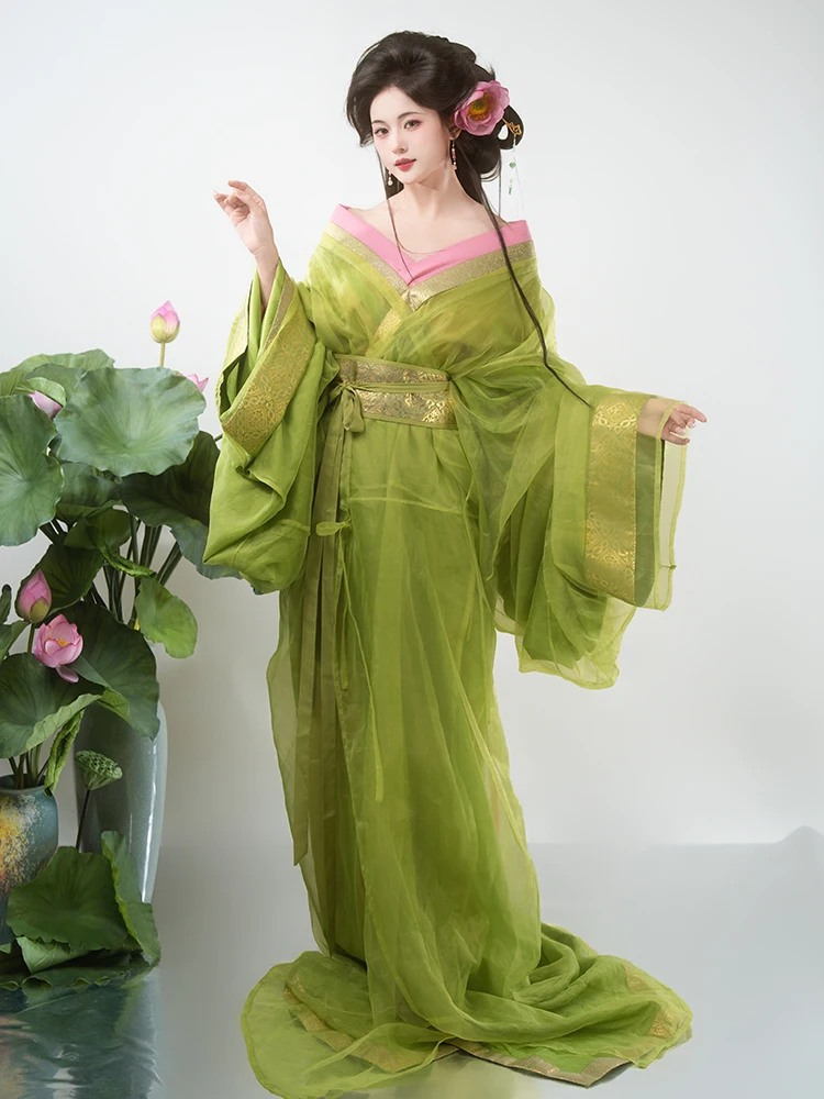 

Двухслойный шелковый костюм Ханьфу Anchi Ancient: Весенне-осенний/зимний повседневный наряд в стиле феи для фотосессий и образа в стиле А-аофе.