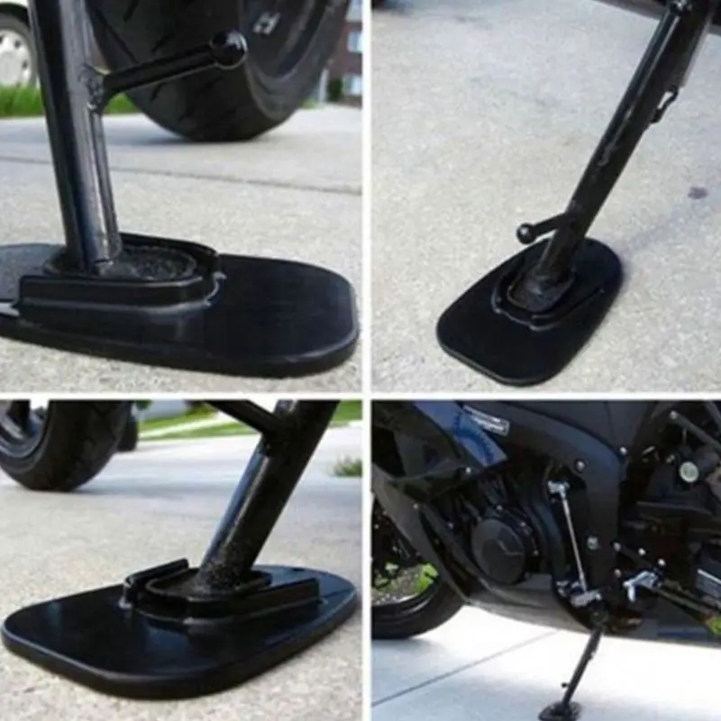 Black Universal Motorcycle Plastic Side Stand Bike Kickstand Non-slip Plate Side Extension Support Foot Pad Base GTWS