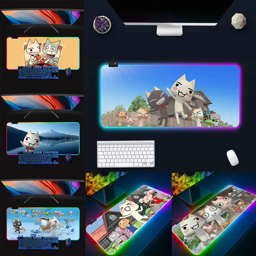 Cartoon Inoue Toro Schattige Rgb Pc Gamer Toetsenbord Muismat Muismat Led Gloeiende Muismatten Rubber Gaming Computer Mausepad