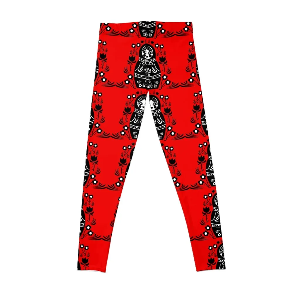 Red & Black Matryoshka Russian Nesting Doll Leggings legging gym for girls Training pants Womens Leggings