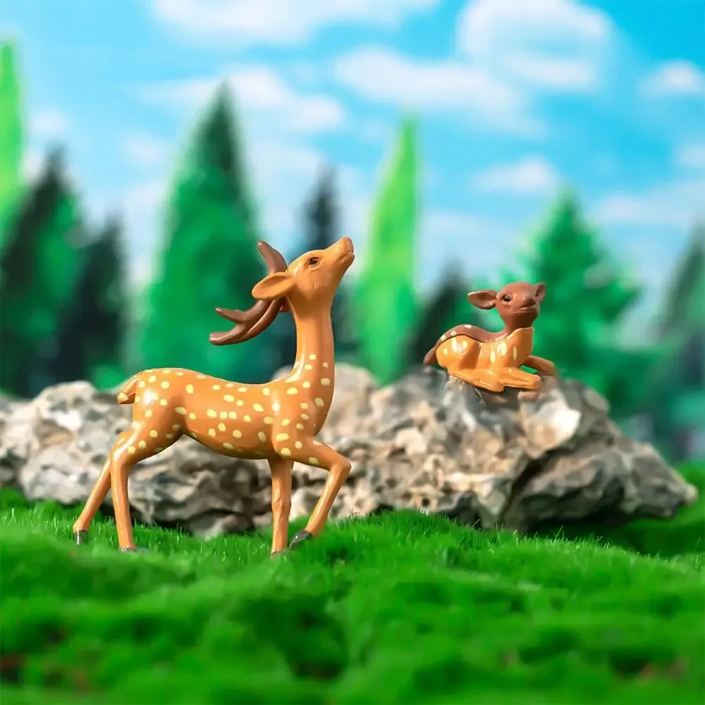 Cute Realistic Deer Miniature Statue Garden Ornaments Figurines Fairy Garden Micro Landscape Home Yard Outdoor Decor