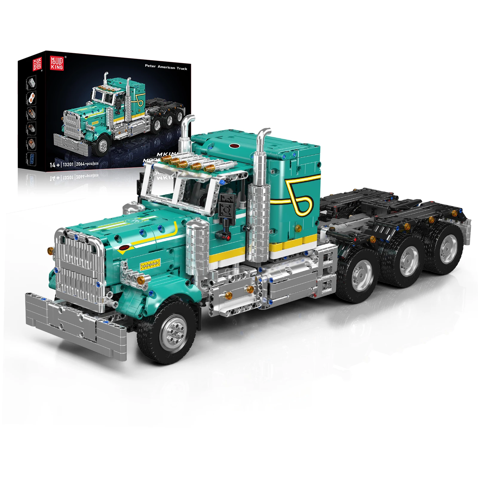 

Mould King 13201 2064pcs American Truck Building Blocks Set with Electric Motor & APP Remote Control for Kids and Adults
