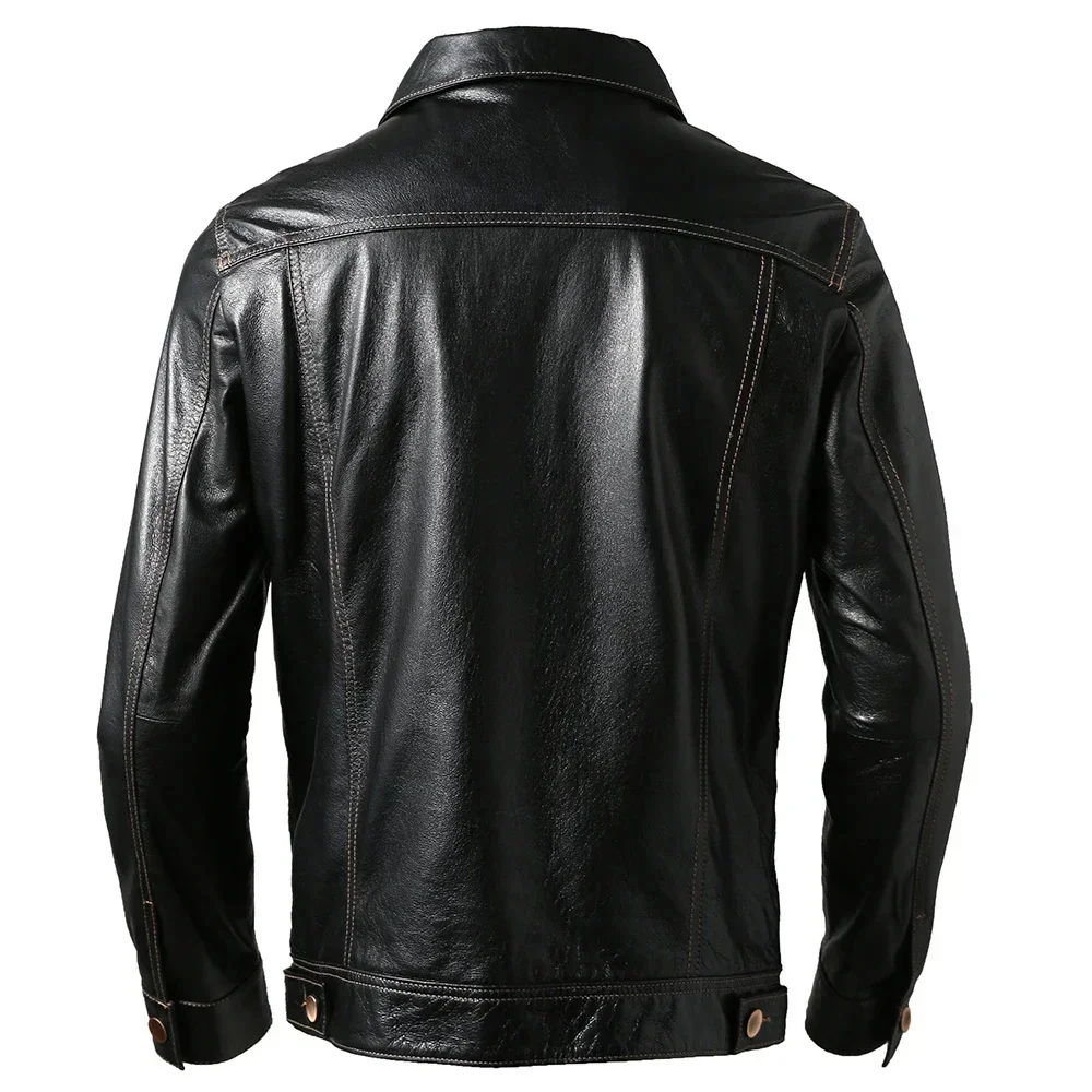 Men Genuine Leather Jacket Soft Slim Fit Tanned Pigskin Jackets Male Skin Coat Spring Clothing M483