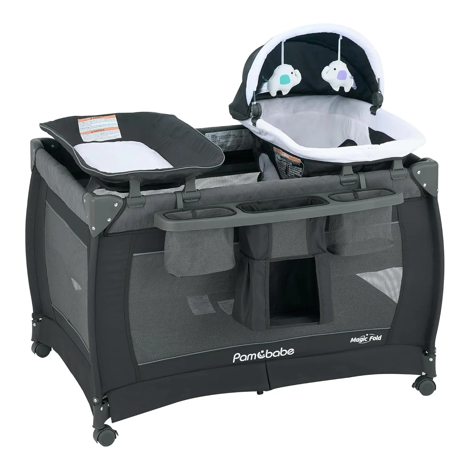 Pamo Babe Playard Magic Fold box box pieghevole per box portatile per bambini Deluxe Nursery Center con culla neonato