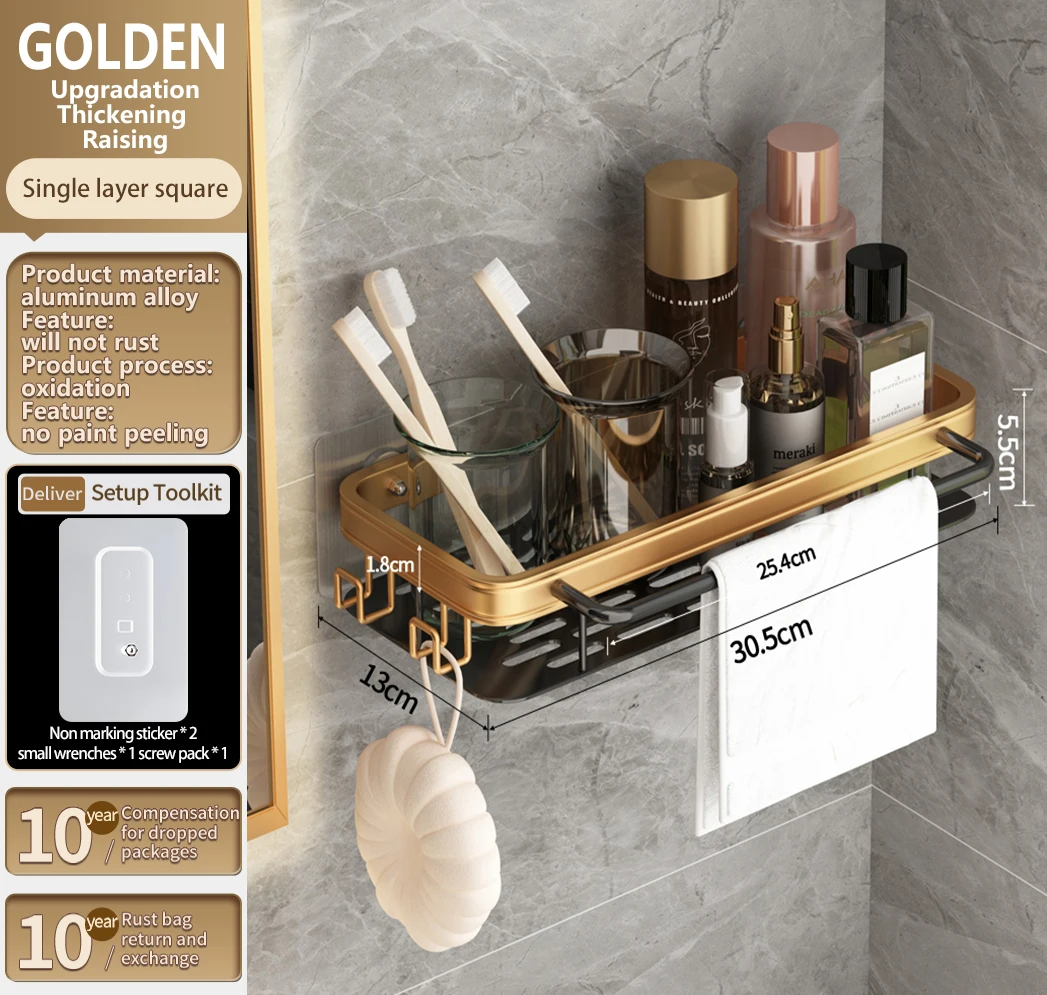 Yun jie ya no punch Eck regal Dusche Gold schwarz Dreieck Korb/Kleiderbügel Regal Veranstalter Wandre gal Zubehör