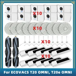 Compatible For ECOVACS T20 OMNI, T20e OMNI, T20 MAX, T20 PRO PLUS Spare Parts Accessories Main Side Brush Filter Mop Dust Bag