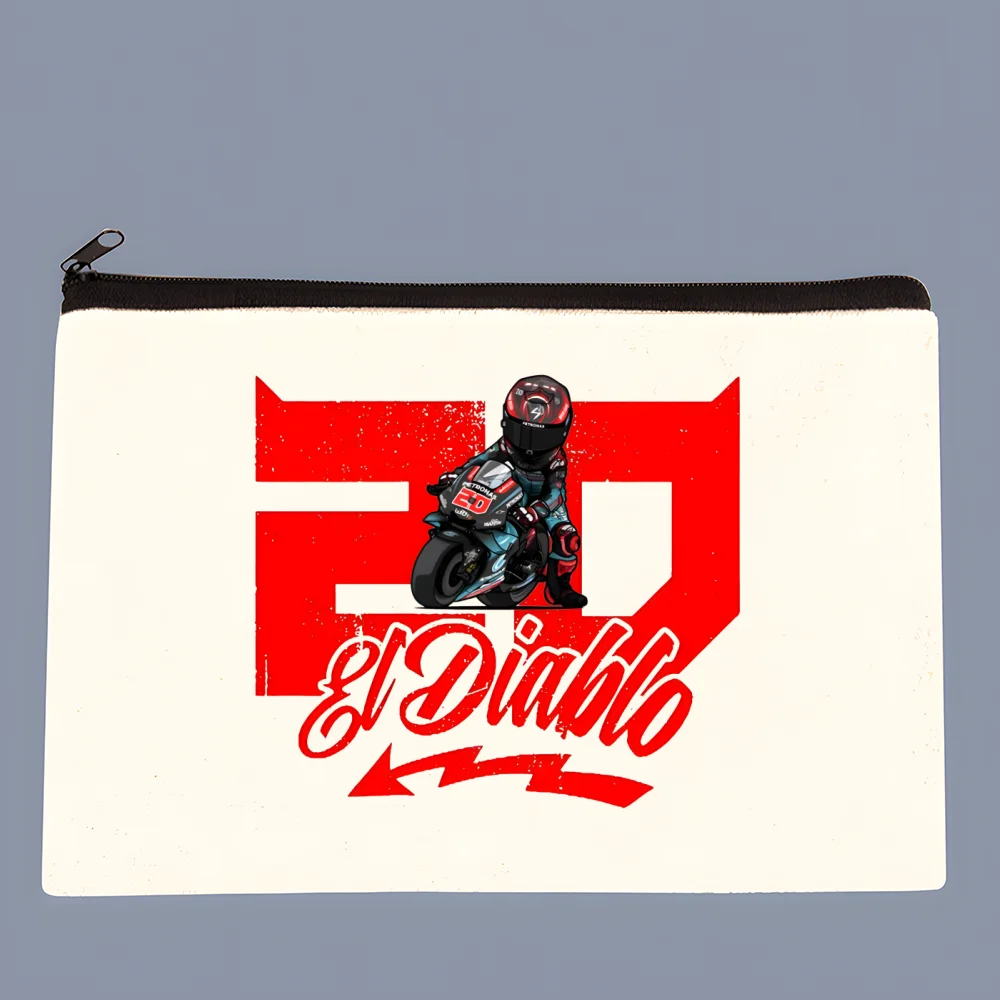 Fabio Quartararo Canvas Coin Purse Collection Canvas Bag Small Wallet Zipper Key Bag Hand Gift
