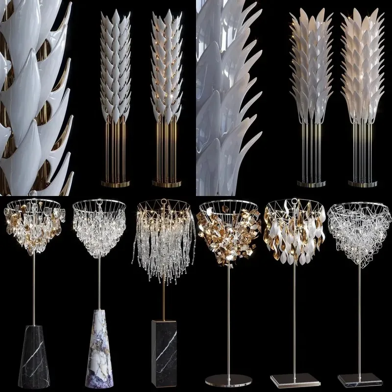 Modern Metal Ceramic Floor Lamp Nordic White Glass Crystal Custom Home Decoration Standing Light for Living Room Bedroom