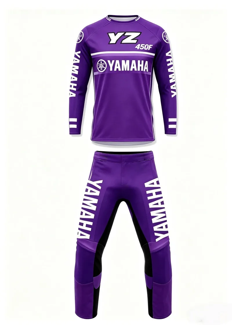 2026 Summer Yamaha Fashion Trend Purple Long Sleeved Pants Set for Men Women Sun Protection Motorcycle Riding Sportswear