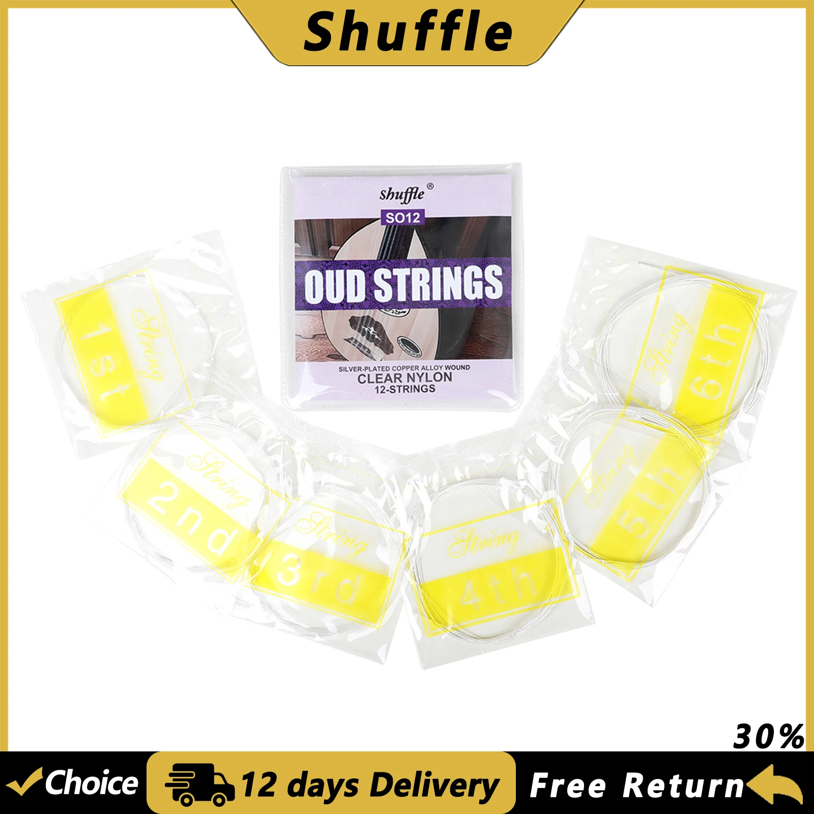 Shuffle SO11/SO12 Oud Strings Bronze Alloy With Sweat-Resistant Anti-Rust Coating Performance-Grade Oud Professiona Parts