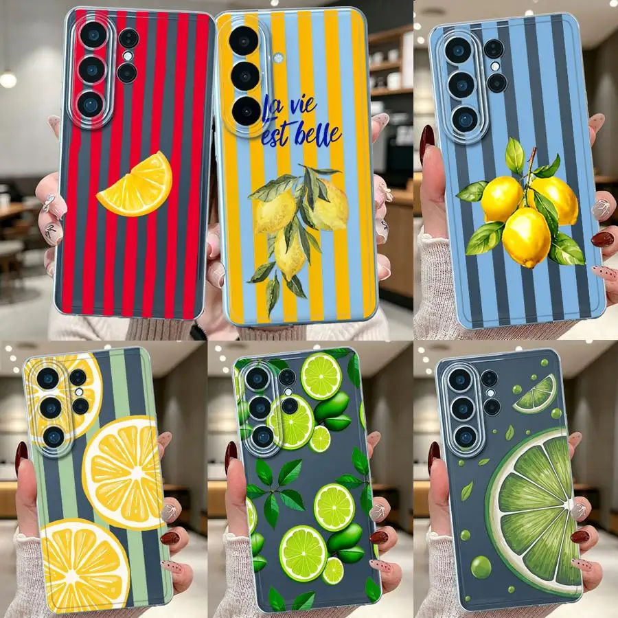 Lime Slice Botanic Clear Phone Cover Case for Samsung Galaxy S26 Ultra Note 10 20 S20 S23 S10 S25 Plus S22 S25+ S26+ S24 FE S21