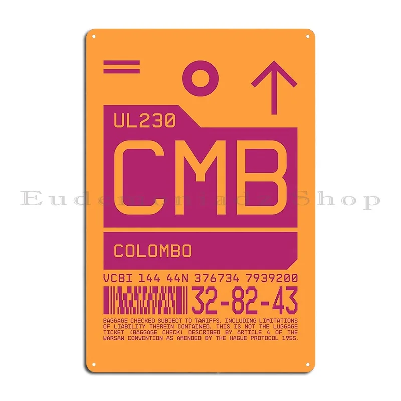 Luggage Tag C Cmb Colombo Sri Lanka Metal Sign Club Party Retro Wall Decor Printing Garage Tin Sign Poster