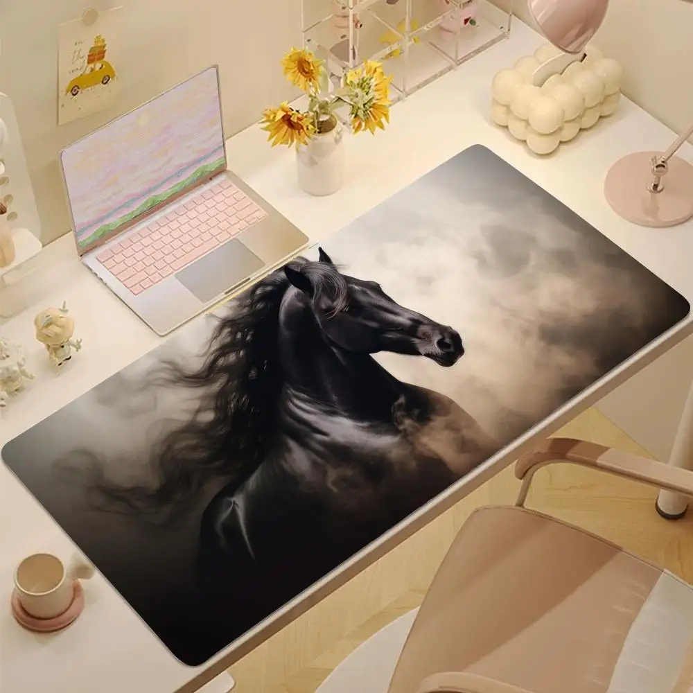 

black horse Mouse Pad Tablet mouse Pad Laptop xl desktop mouse pad, cute HD Rainbow Gaming keyboard pad, csgo Player, 90x40