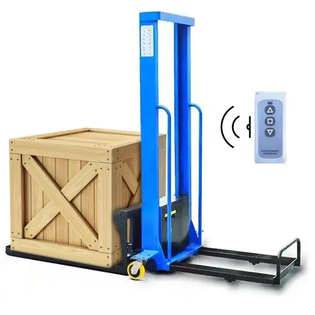 500kg 1000kg 1,6m Tragbarer Mini Elektrischer Selbstladender Stapler Gabelstapler mit Batterie Automatischer Elektrischer Palettenhubwagen
