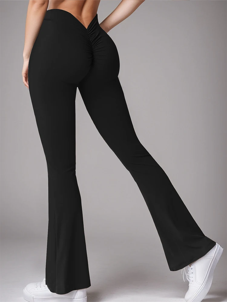 Pantalones de Yoga para mujer, pantalón de cintura alta, suave, acampanado, estilo cruzado, deportes, ocio, primavera y verano, 2024