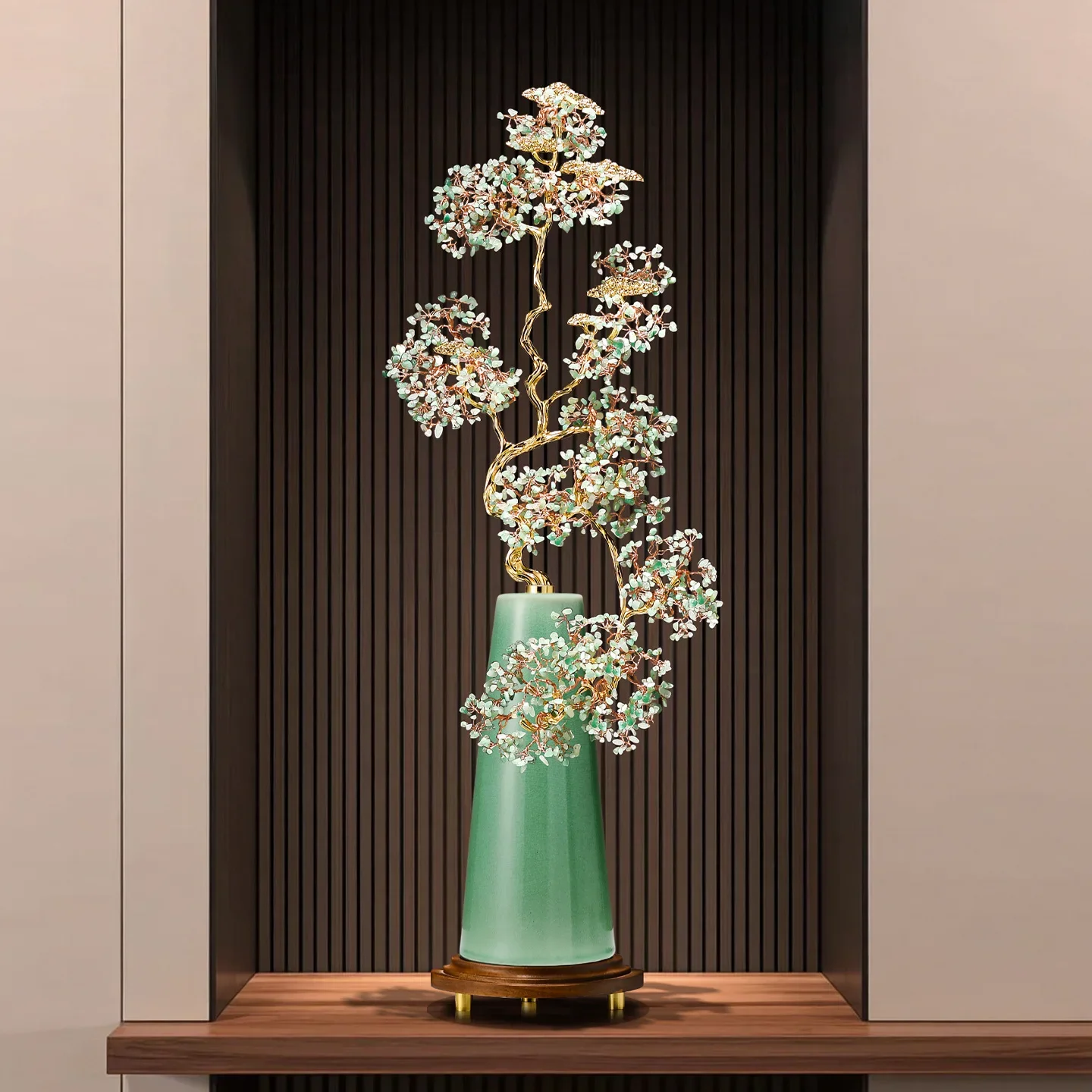 Golden branches and jade leaves lucky ceramic ornaments high-end office citrine living room entrance housewarming gift
