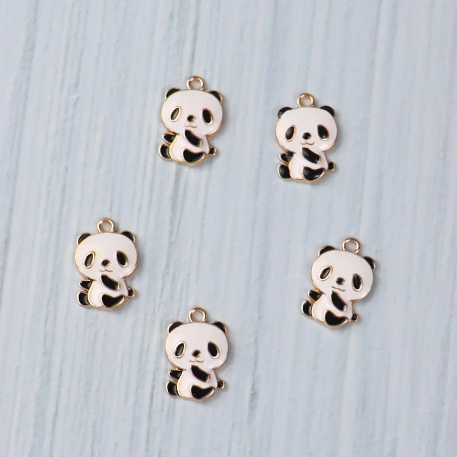 5Pcs/Lot 19*12MM Cartoon Panda Animal Charms Diy Findings Keychain Bracelets Pendant For Earring Jewelry Making Accessory