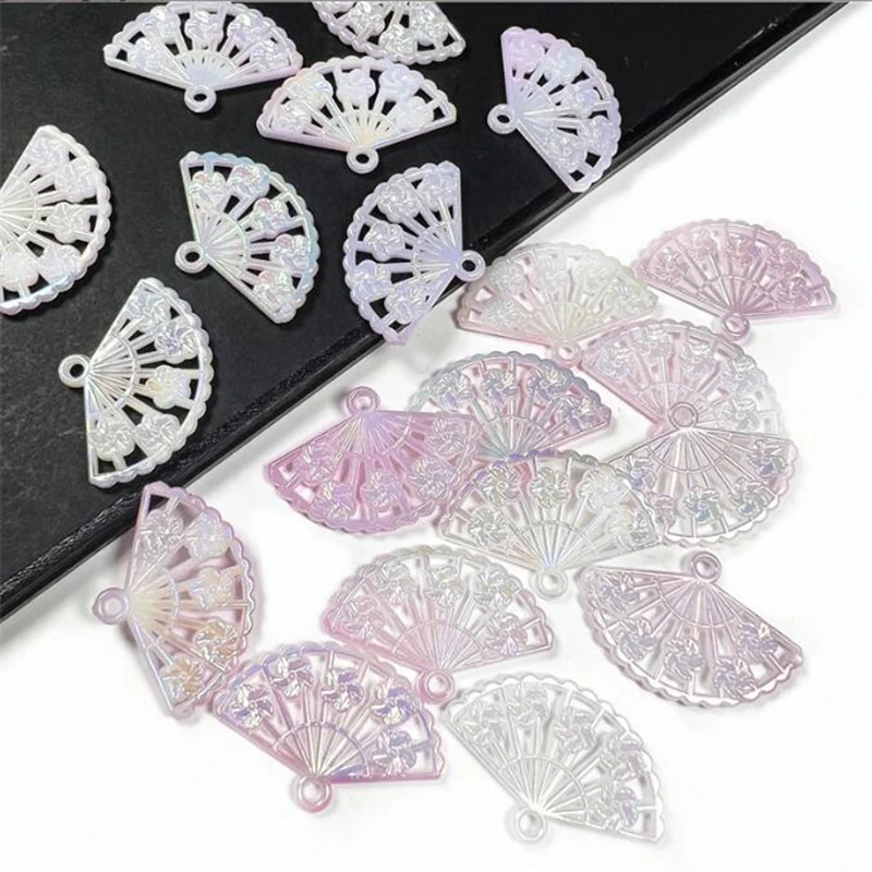 Breloques créatives en résine ABS acrylique pour enfants, connecteurs de perles d'éventail, accessoires de fabrication de bijoux de cheveux, matériel de bricolage, nouveau, 50 pièces par lot