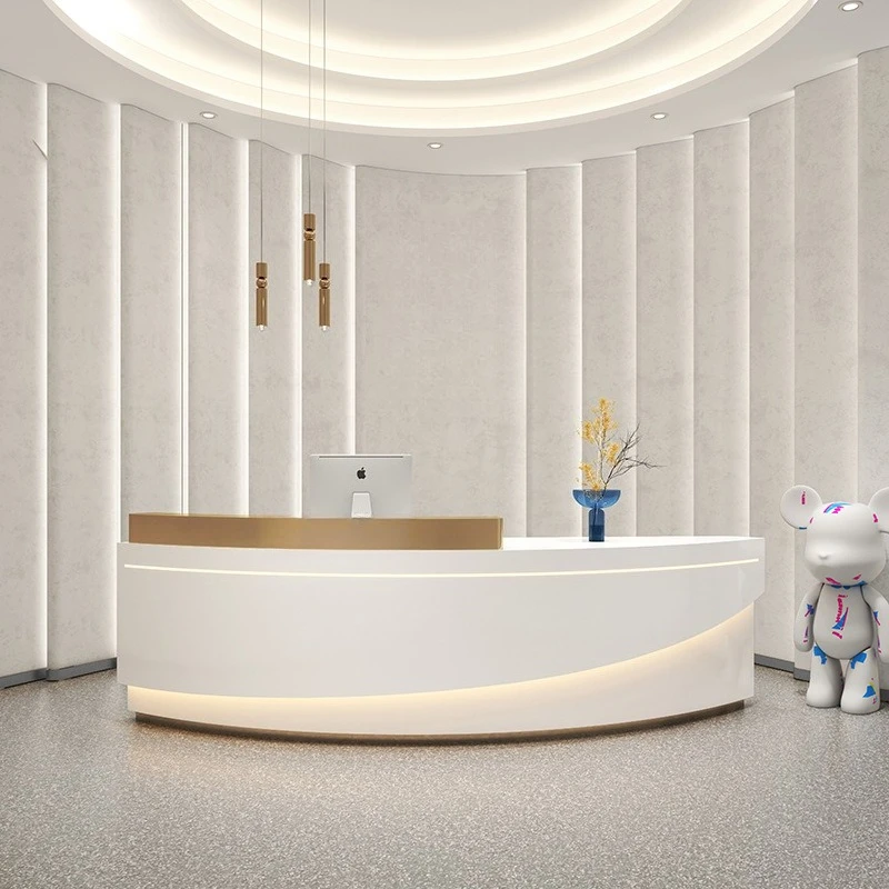 Bar counter light luxury stainless steel checkout page dance studio reception desk company front desk